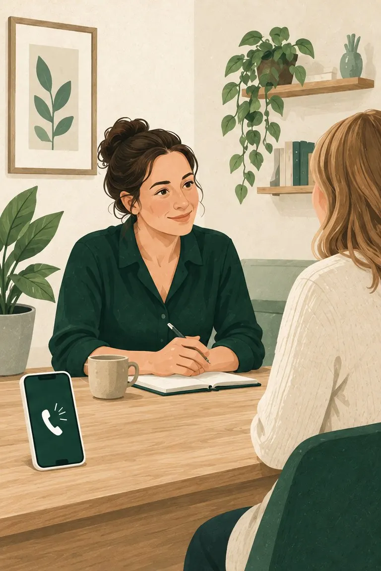 Behandelaar maakt aantekeningen tijdens een gesprek met een cliënt